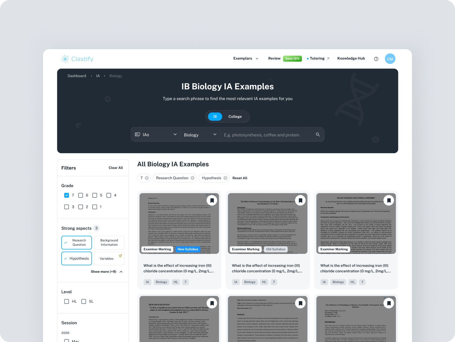 IB exemplars library